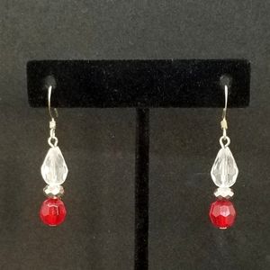 Red & gray crystal earrings